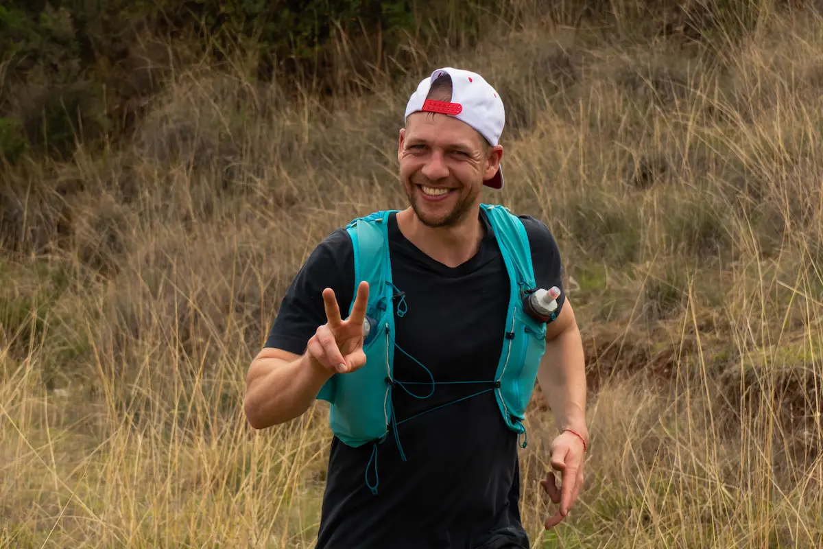 Corredor en cumbre nevada